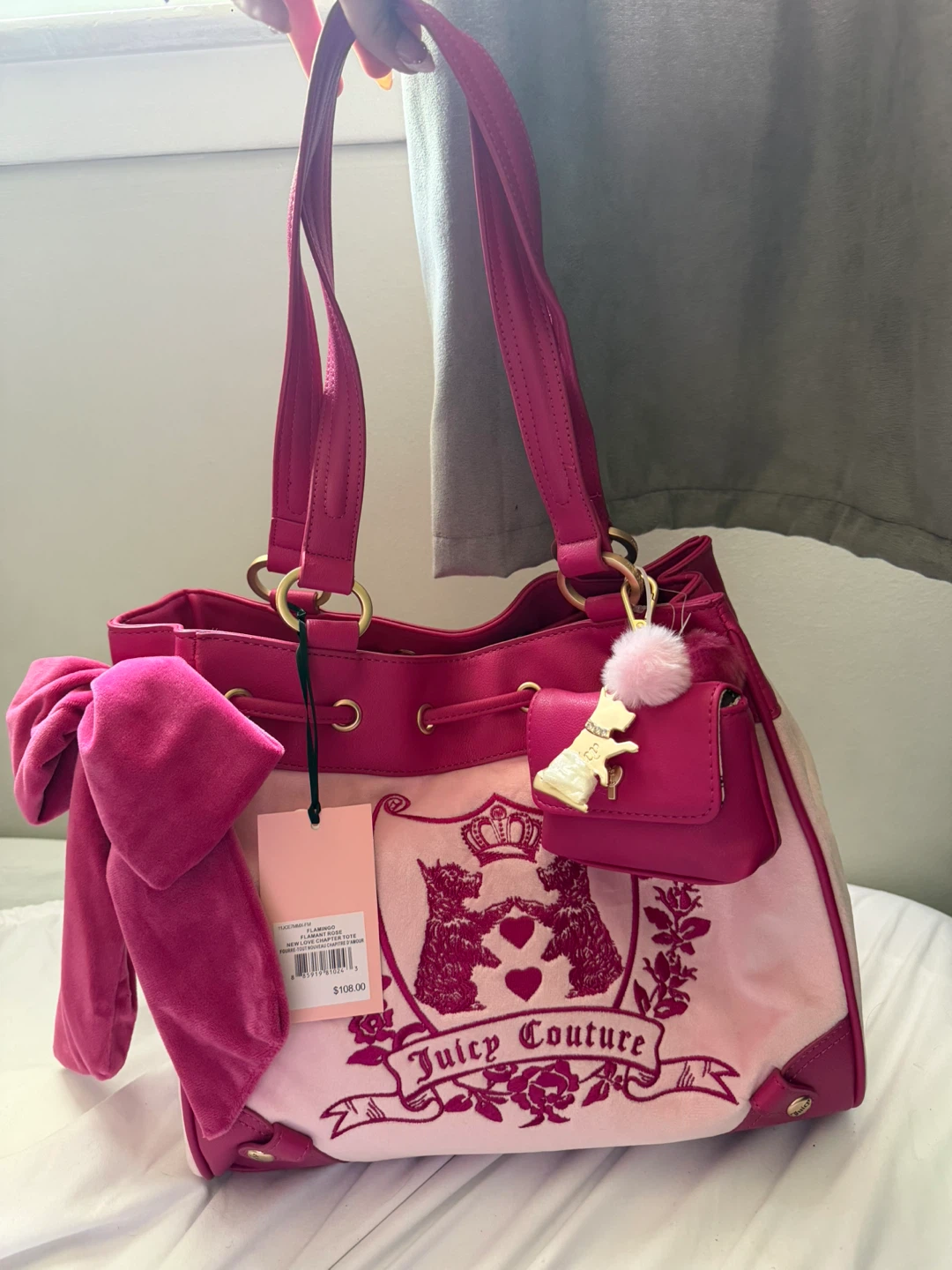 Juicy Couture Pink Velour Tote Bag