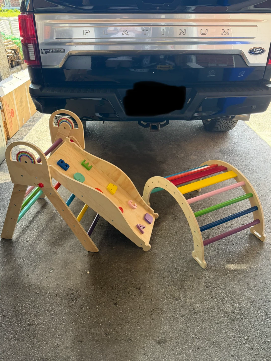 Wooden Climbing Arch and Slide Set