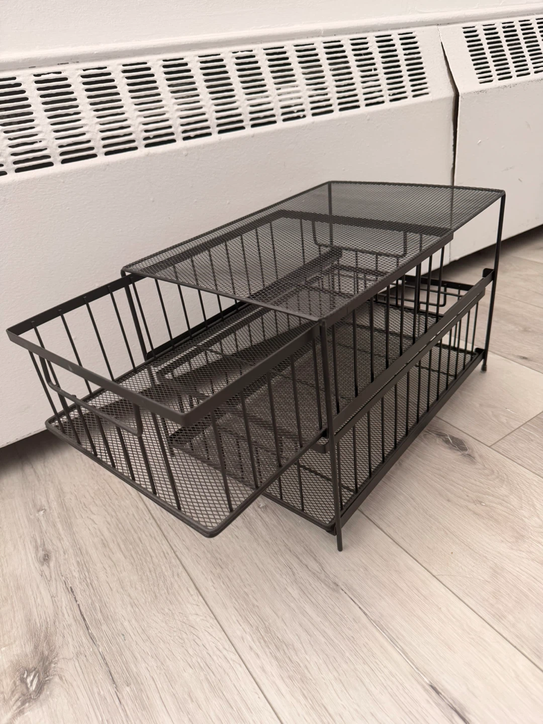 Black Metal Wire Storage Basket with 2 Drawers - photo 2