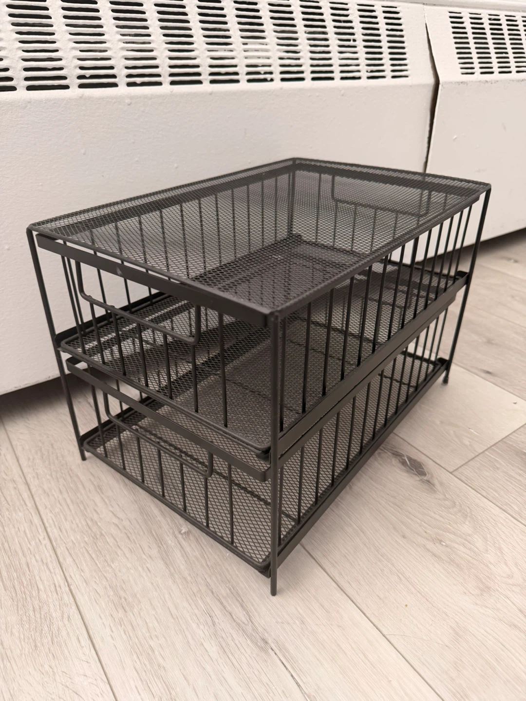 Black Metal Wire Storage Basket with 2 Drawers