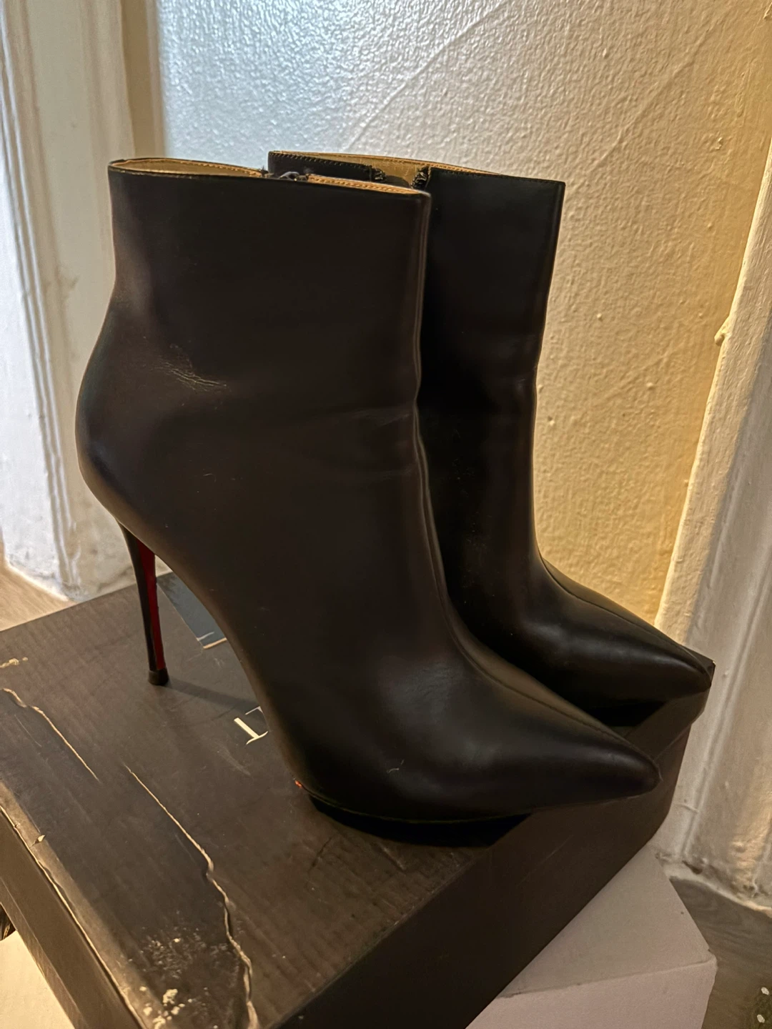 Christian Louboutin So Kate Booty Black Calf Leather Ankle Boots