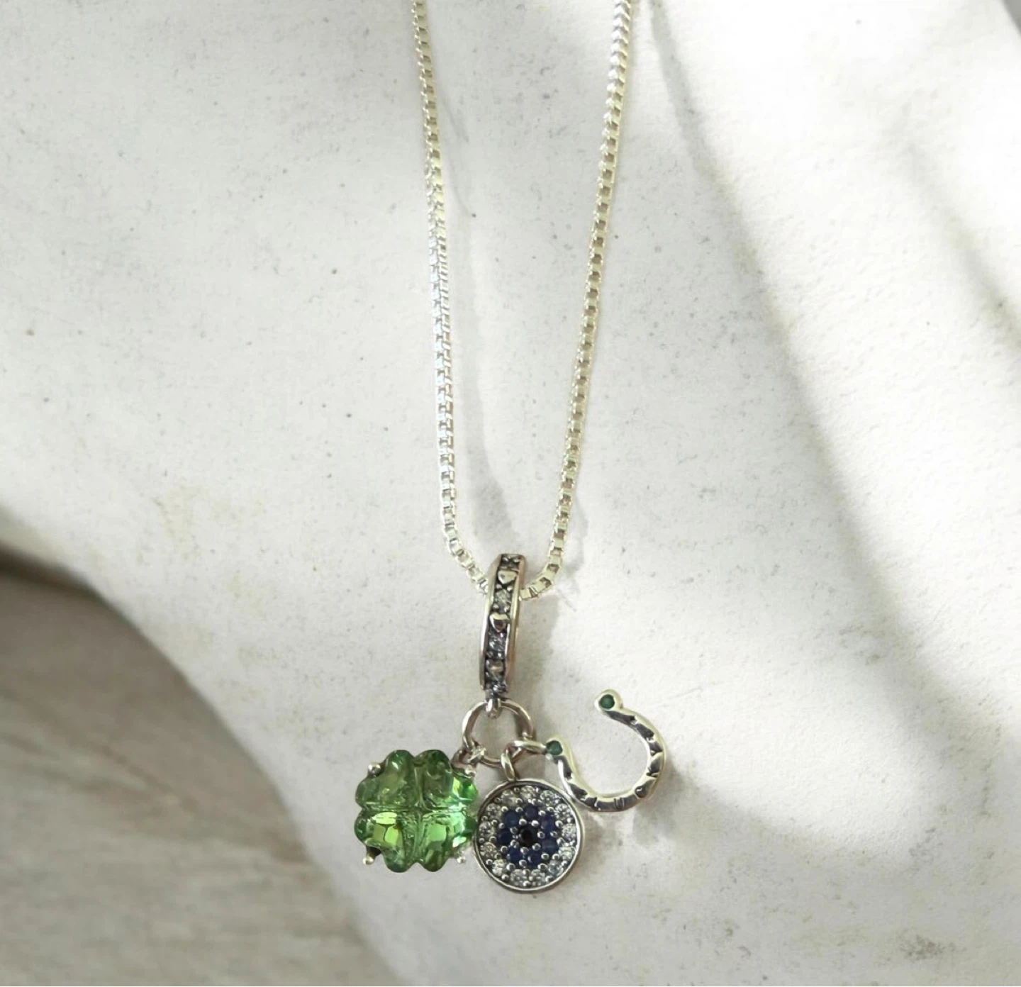 Silver Necklace with Lucky Charms