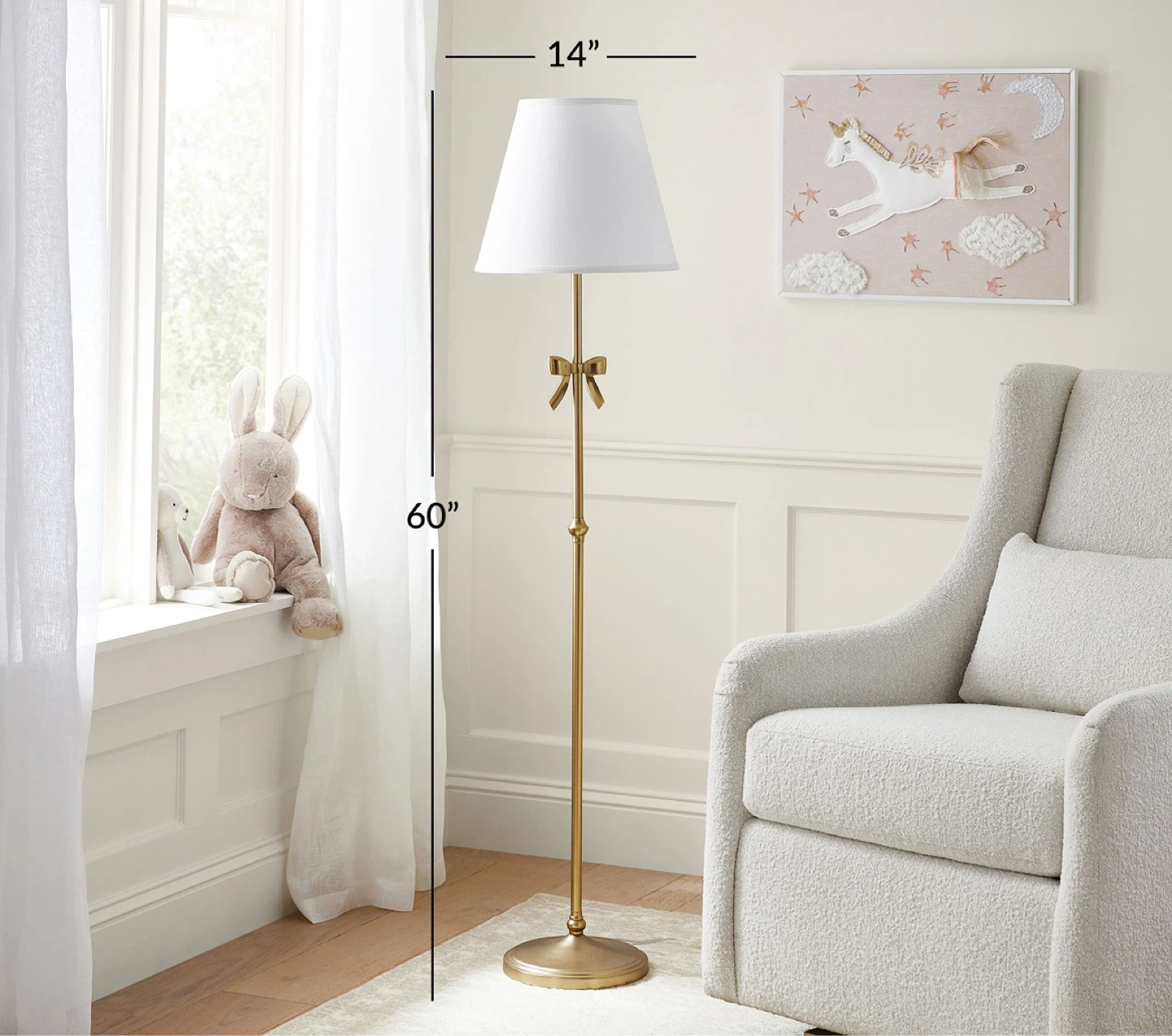 Ava Ribbon Floor Lamp - Brushed Gold