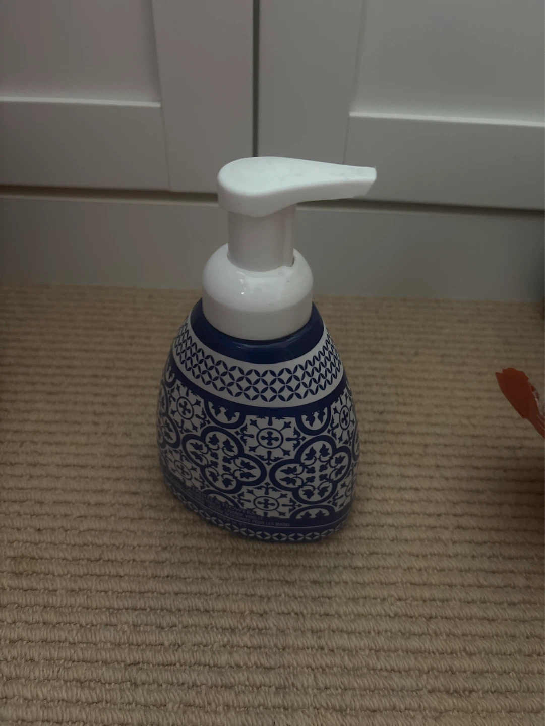 Blue and White Ceramic Soap Dispenser