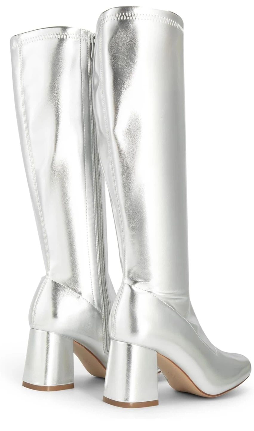Silver Knee-High Heeled Boots- Size 9.5 - photo 3