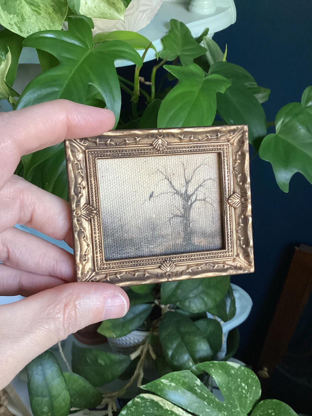 Miniature Framed Artwork - Tree and Crow