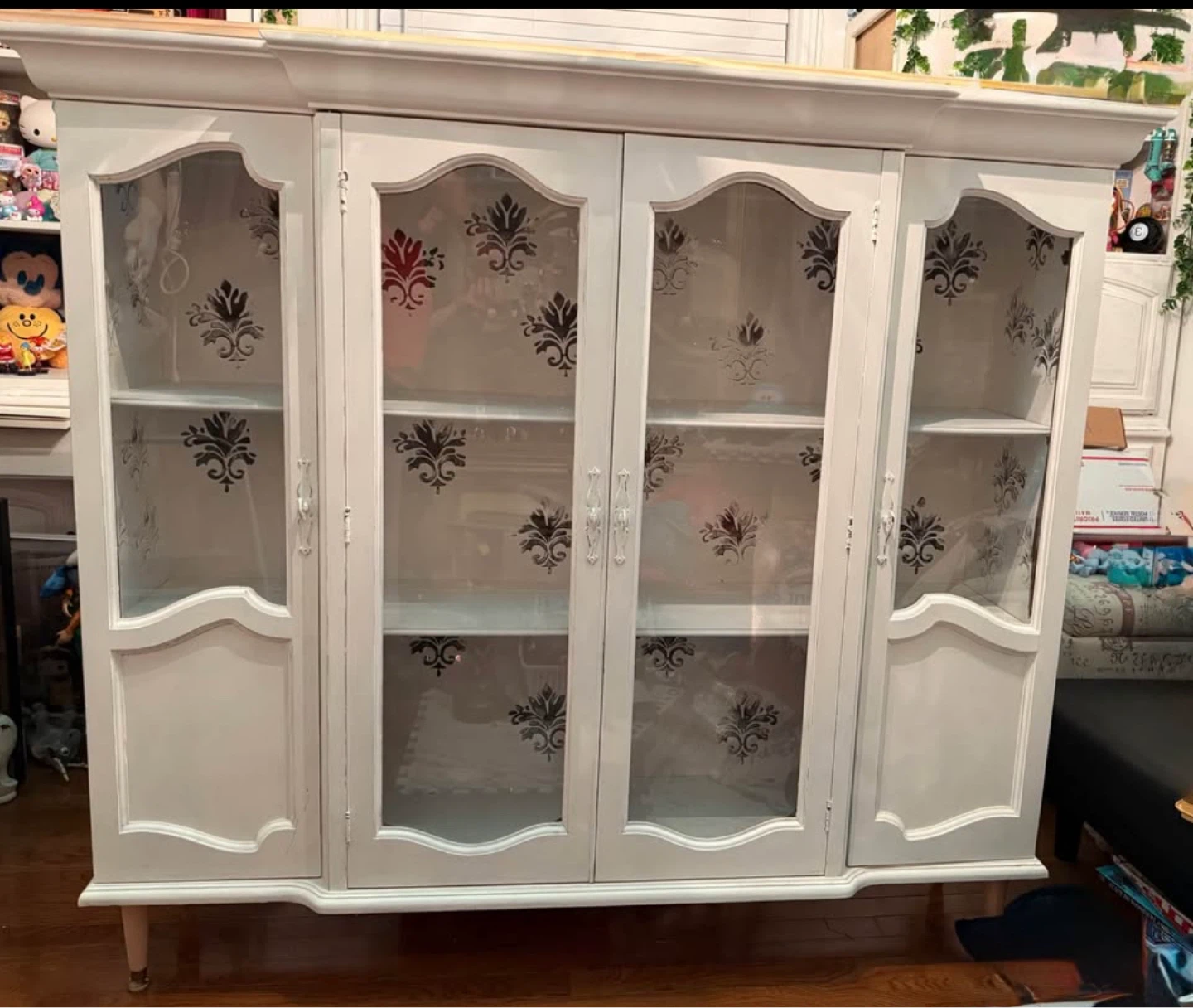White Display Cabinet with Glass Doors