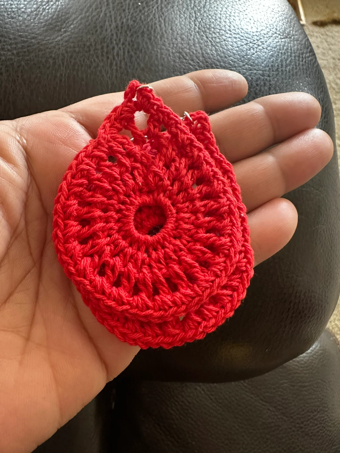 Red Crochet Teardrop Earrings - photo 2
