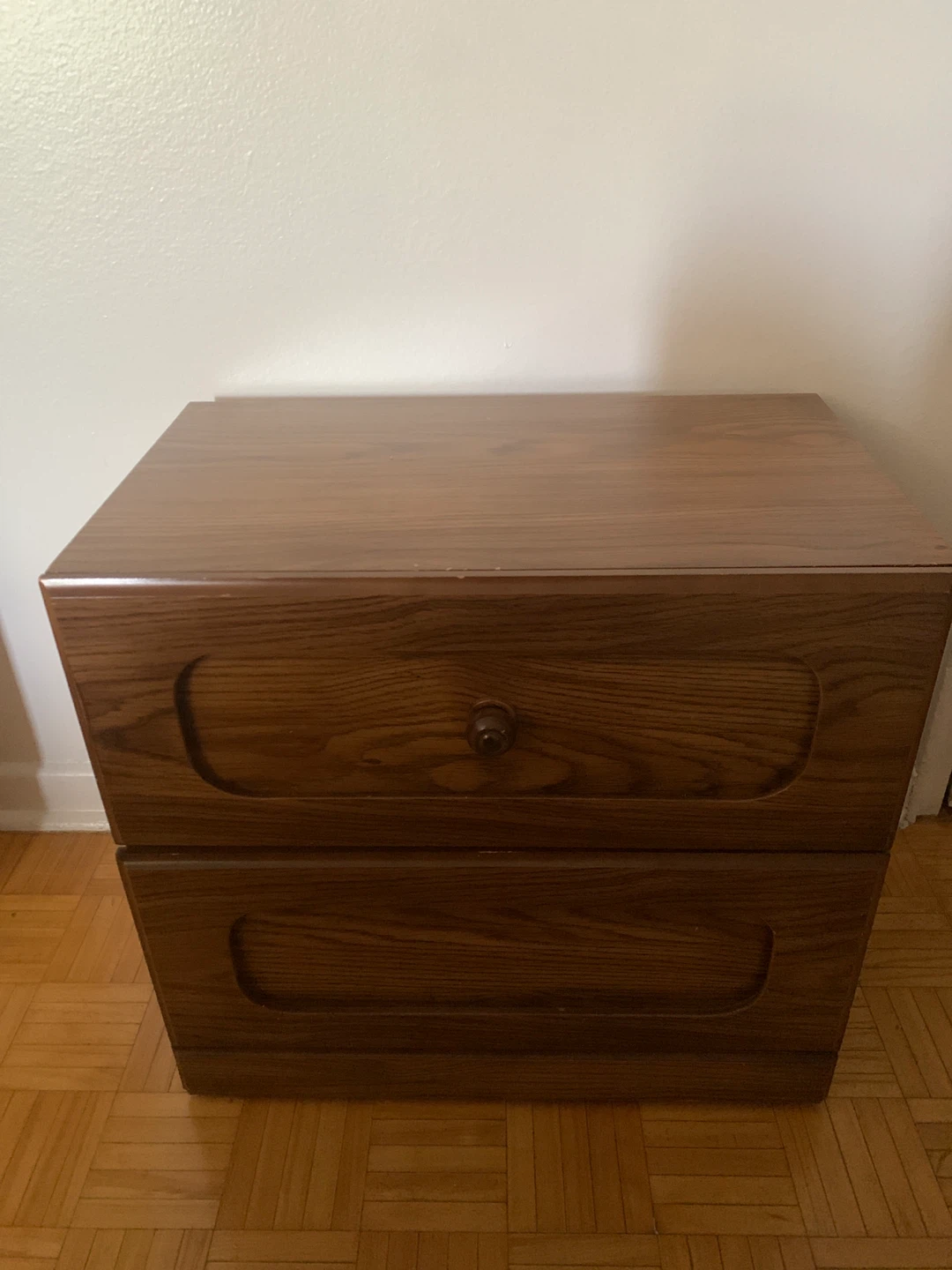 Bedside table 2 drawers wooden