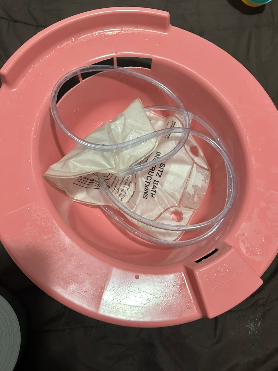 Pink Sitz Bath with Tubing and Instructions