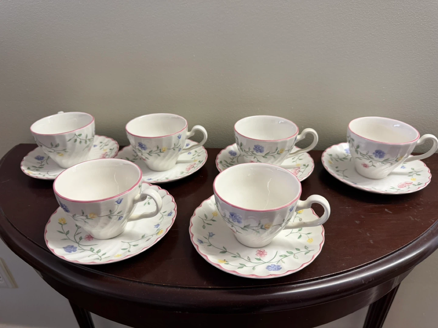 Set of 6 Vintage Summer Chintz Teacups