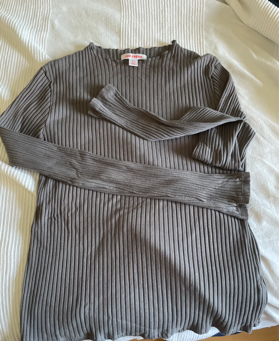 Joe Fresh Grey Ribbed Long Sleeve Shirt