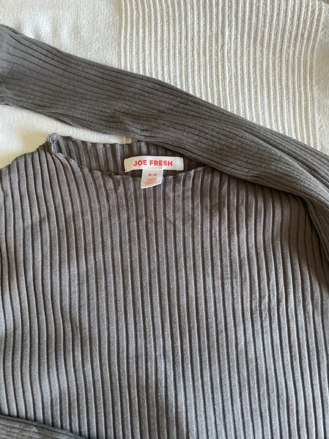Joe Fresh Grey Ribbed Long Sleeve Shirt - photo 2