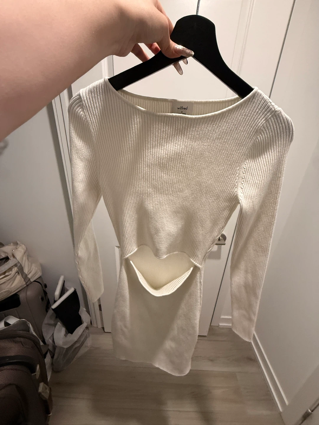 Aritzia Wilfred Cutout Knit Longsleeve Mini Dress