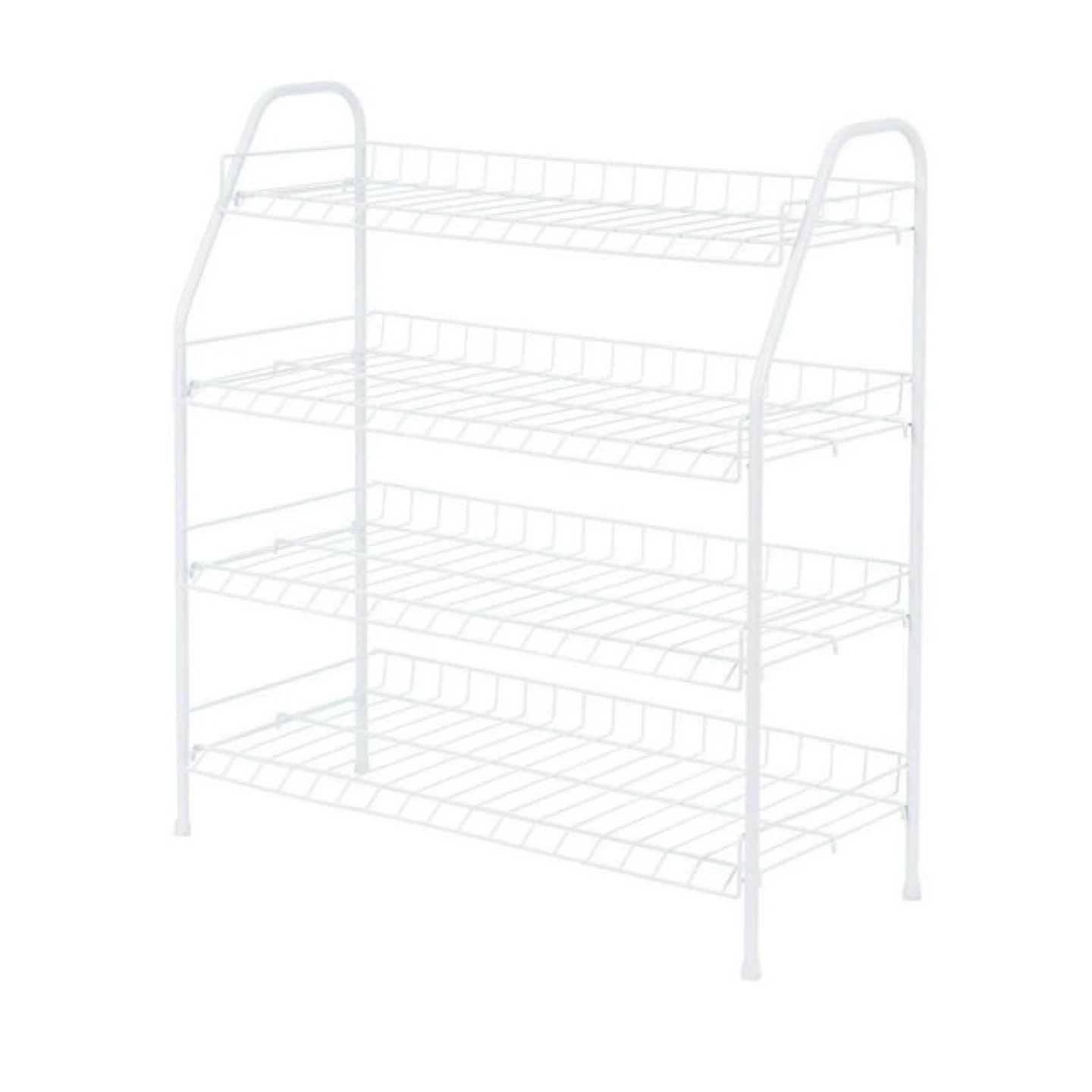 White 4-Tier Wire Shoe Rack