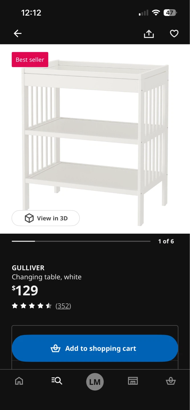 IKEA GULLIVER Changing Table, White
