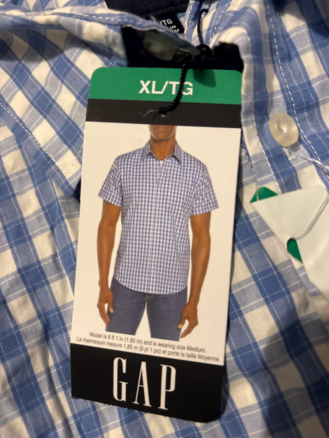 GAP Men's Blue Gingham Short Sleeve Shirt XL - photo 2