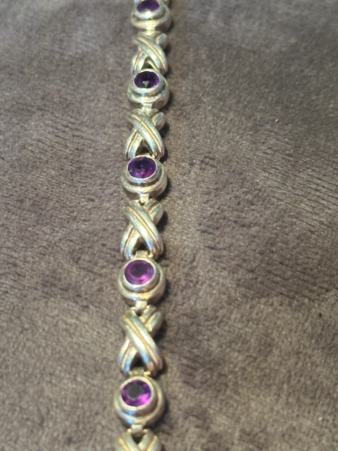 Vintage 925 Sterling Silver Garnet Bracelet 7” Red Cabochon Gems - photo 4