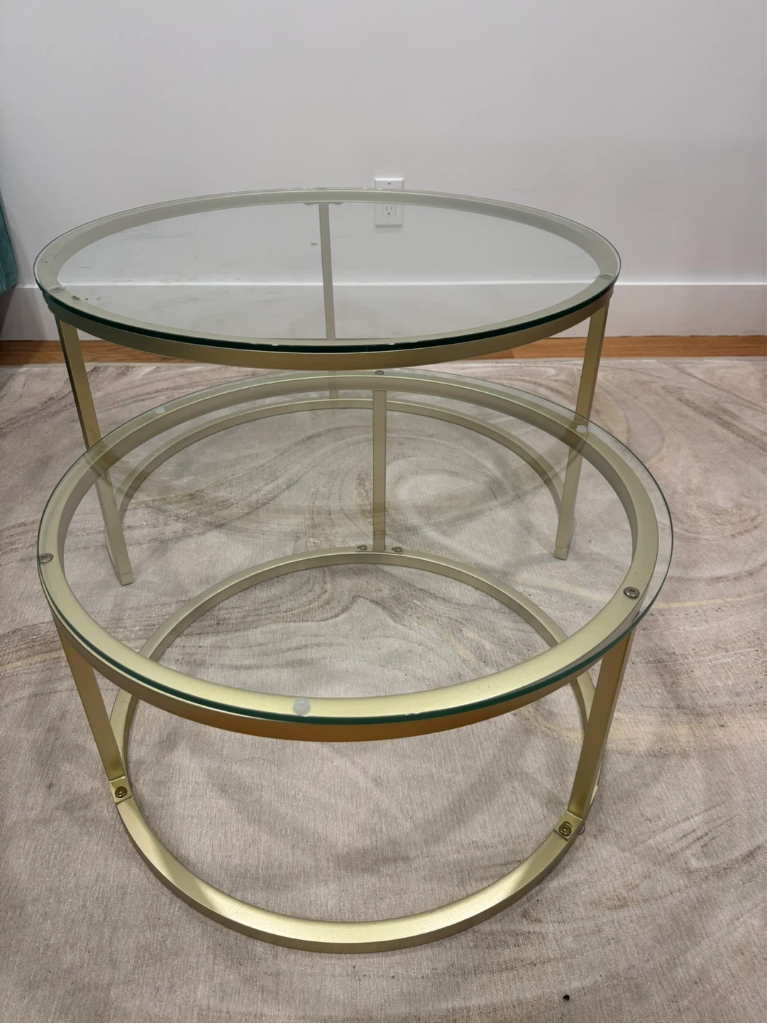 Round Nesting Coffee Table - Gold Metal Frame - photo 2