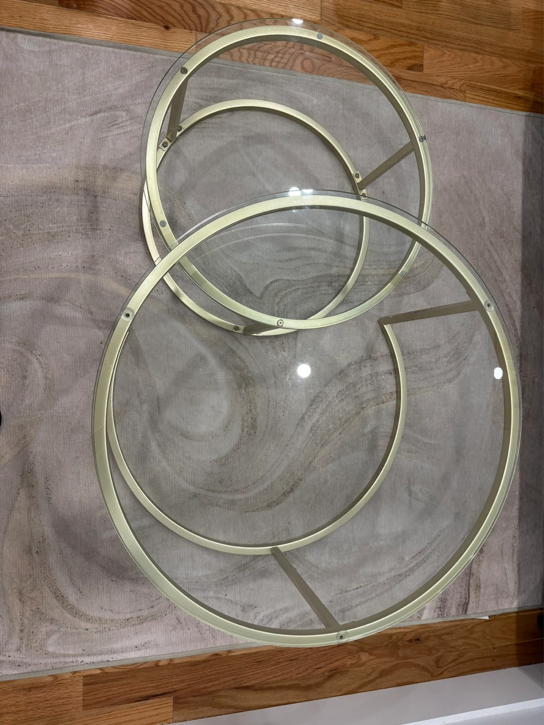 Round Nesting Coffee Table - Gold Metal Frame