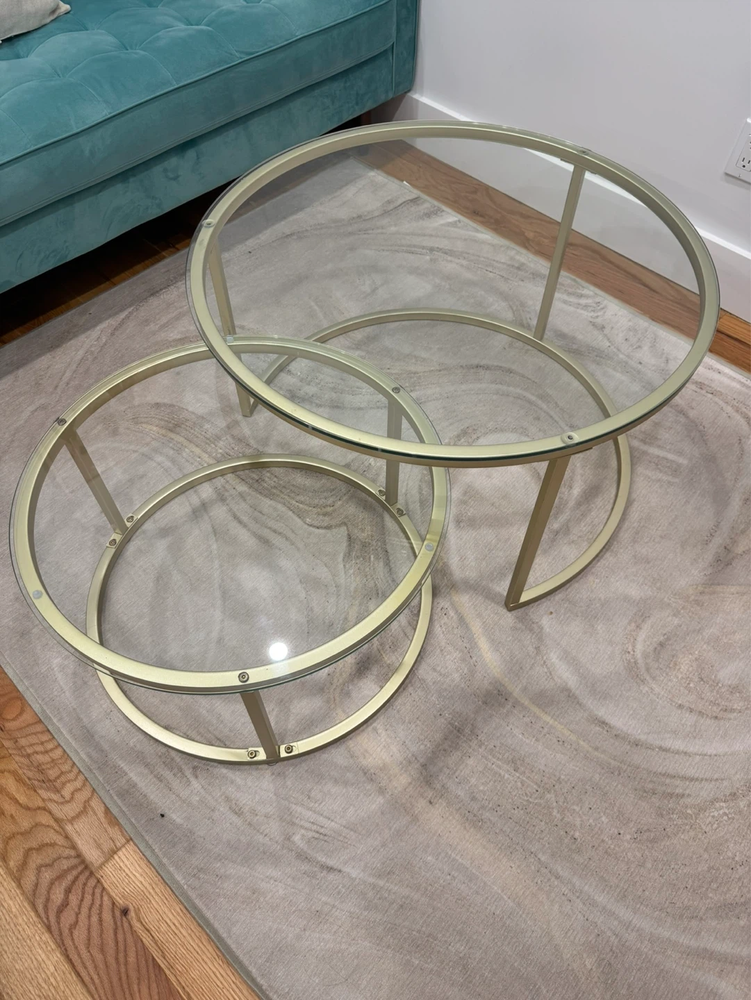 Round Nesting Coffee Table - Gold Metal Frame - photo 3