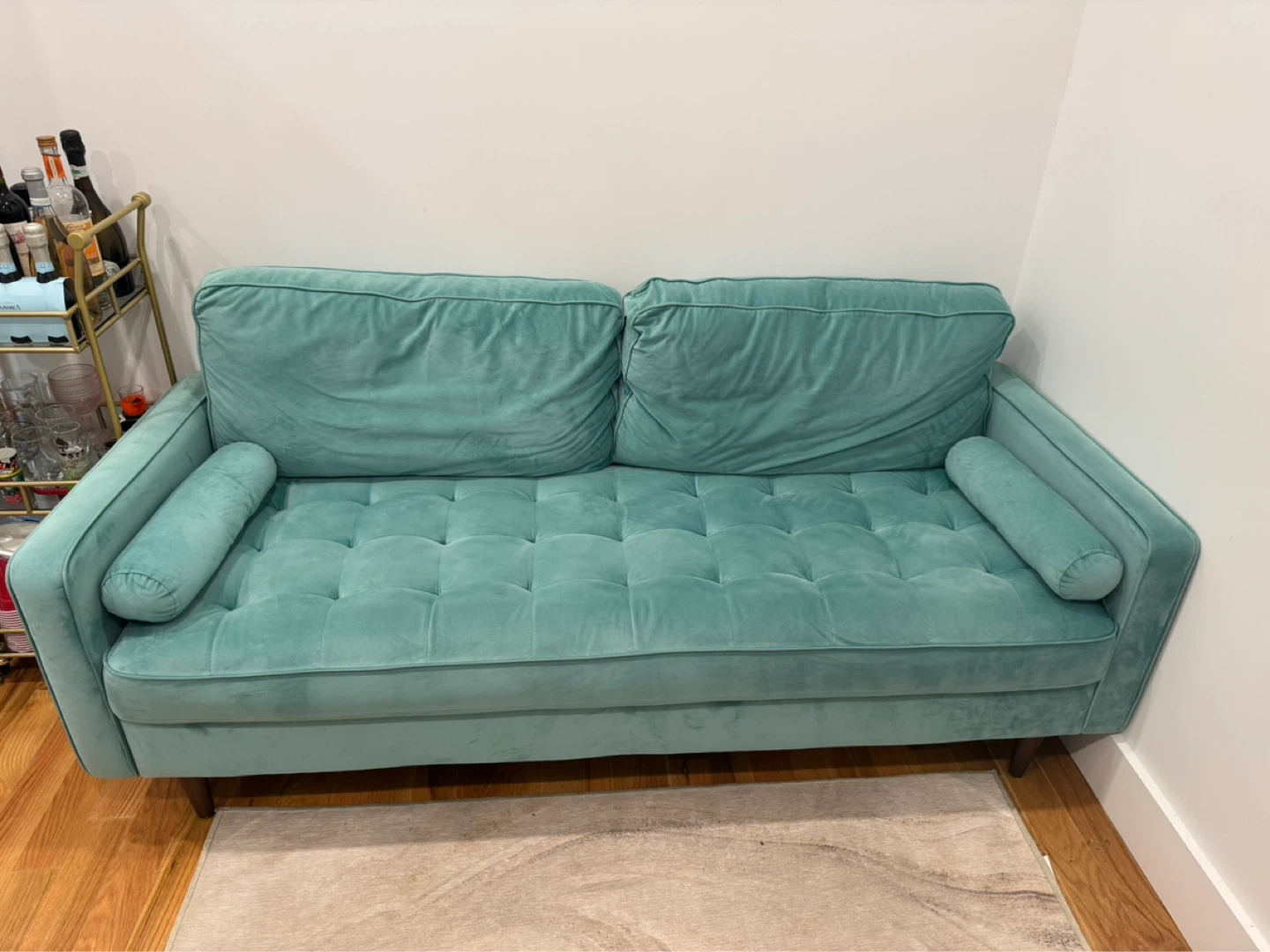 Teal Velvet Sofa