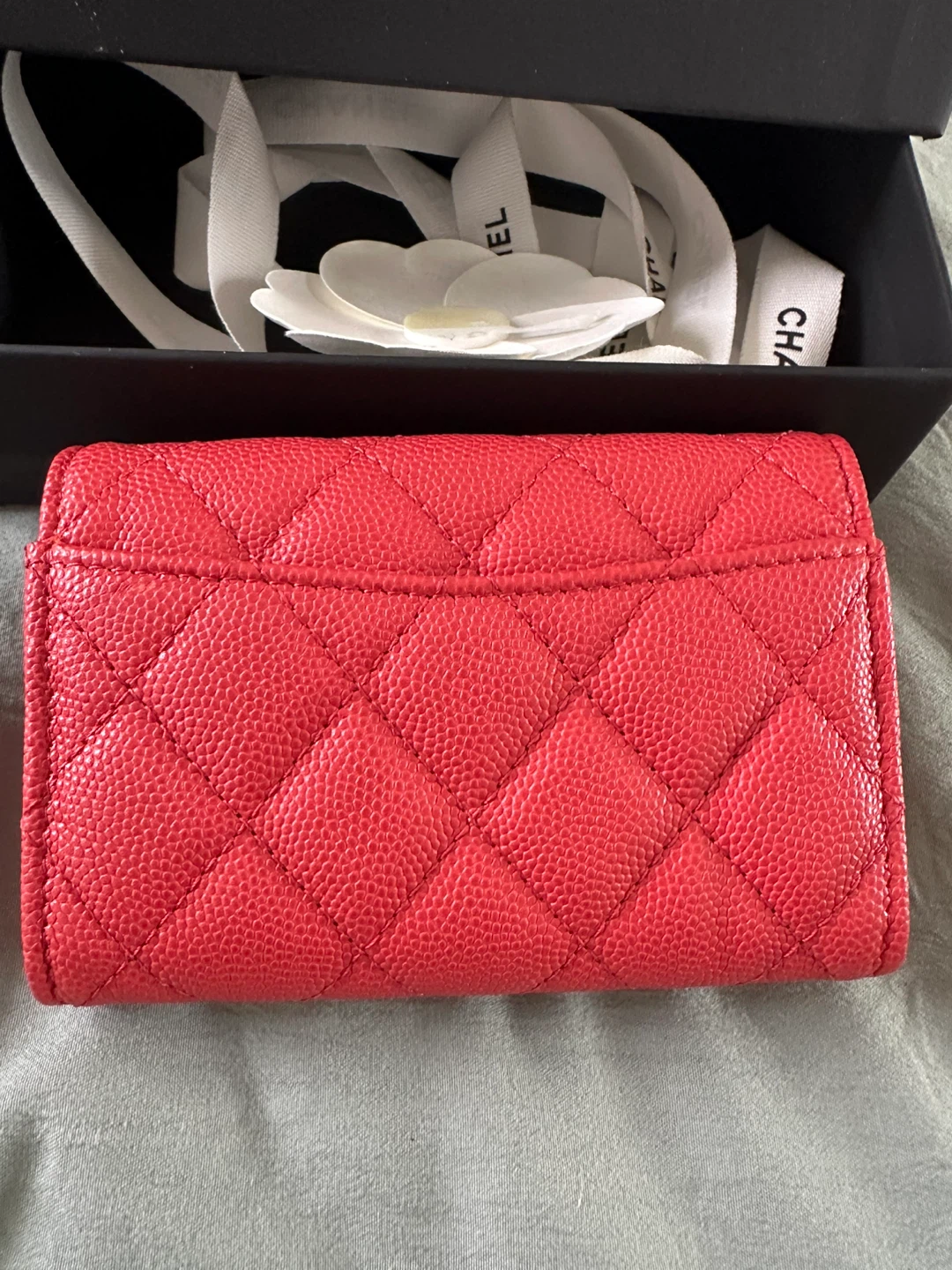 Chanel Red Caviar Leather Card Holder - photo 4