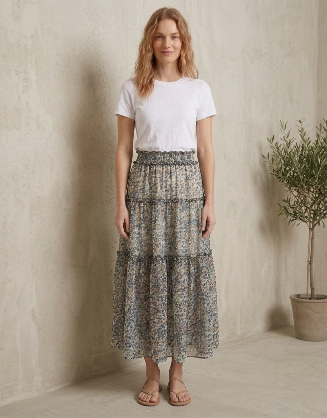 Brand new women Floral Tiered Maxi Skirt - photo 2