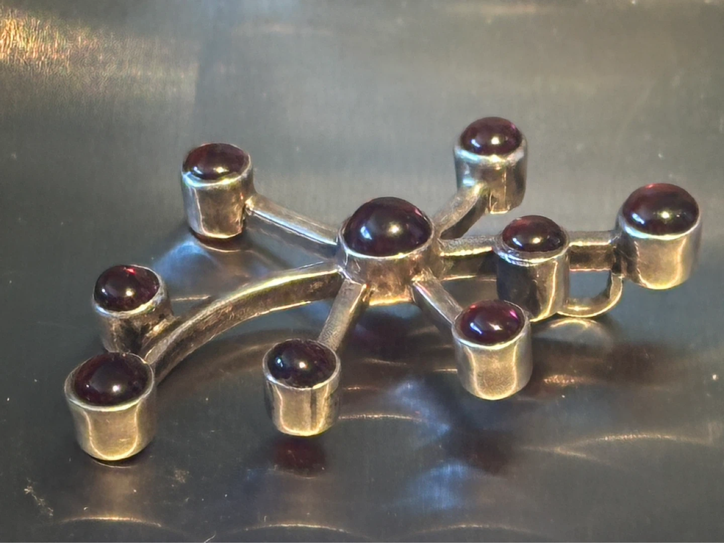 Mid Century Modern Abstract Sterling Garnet Pendant - photo 3