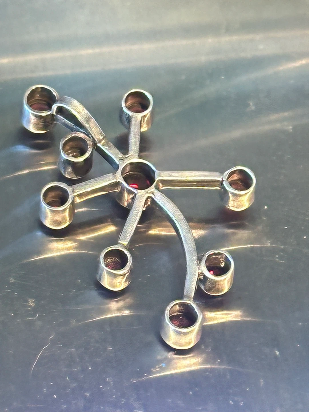 Mid Century Modern Abstract Sterling Garnet Pendant - photo 5