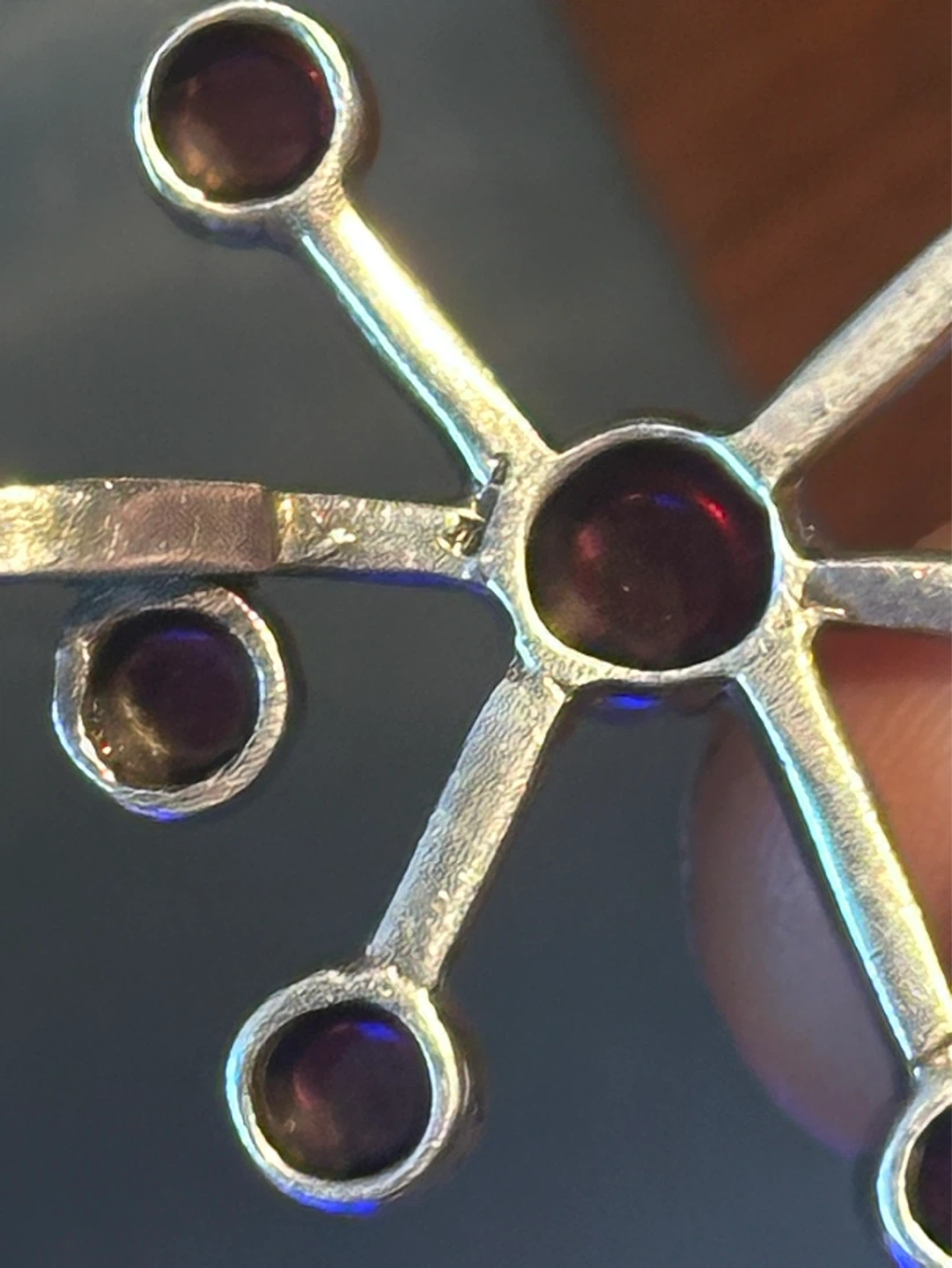 Mid Century Modern Abstract Sterling Garnet Pendant - photo 4
