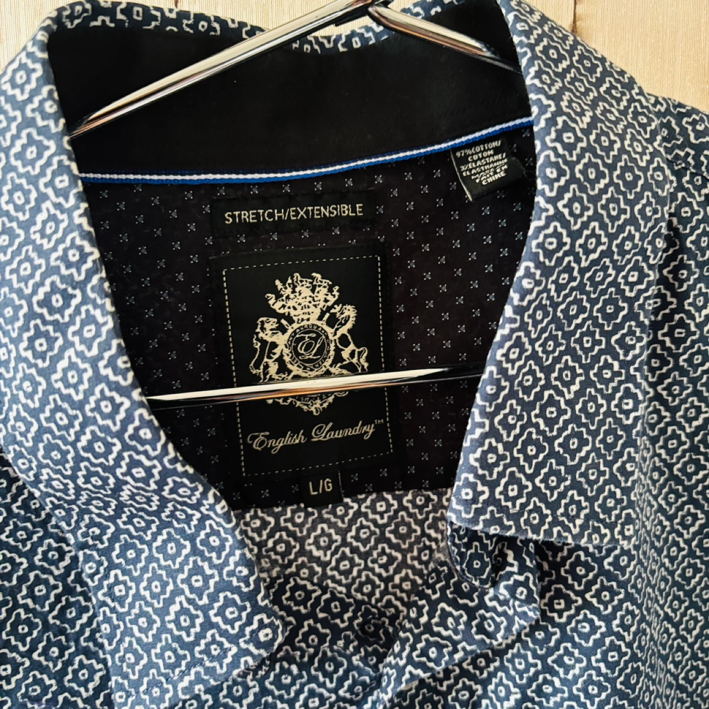English Laundry Men's Long Sleeve Button-Up Shirt L