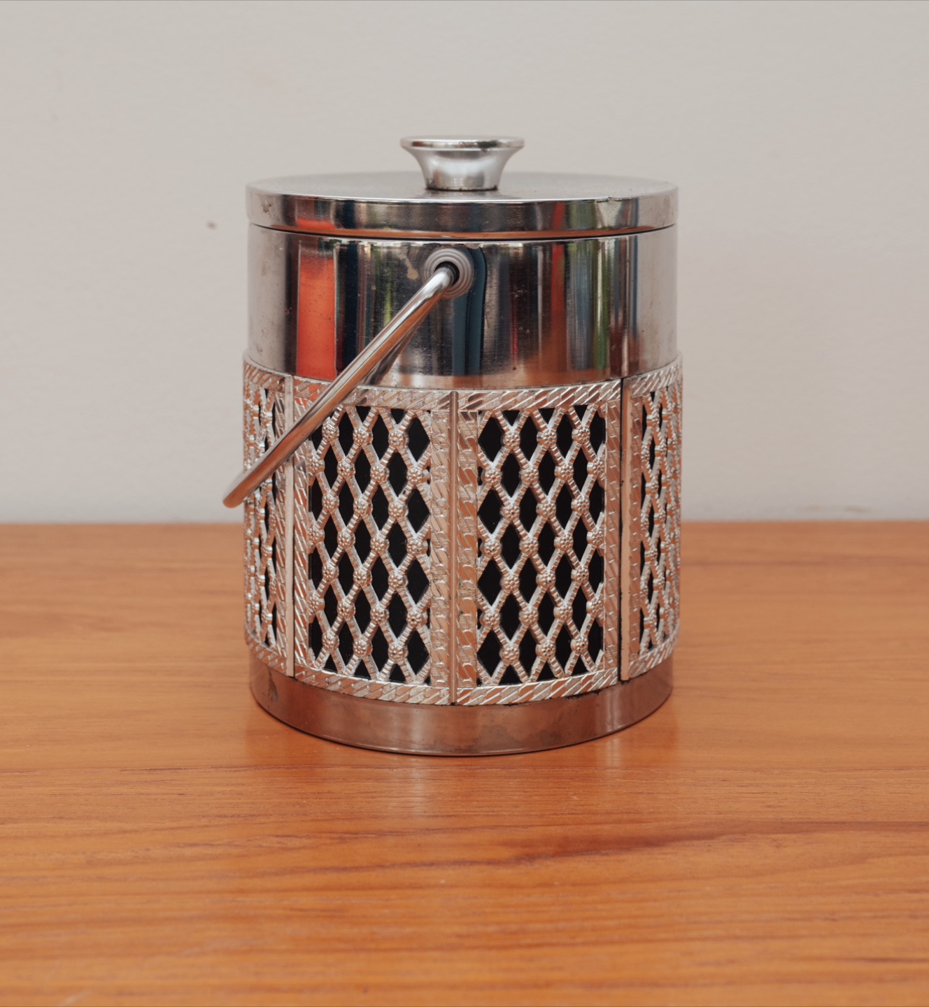 Hollywood Regency Silver Lattice Ice Bucket
