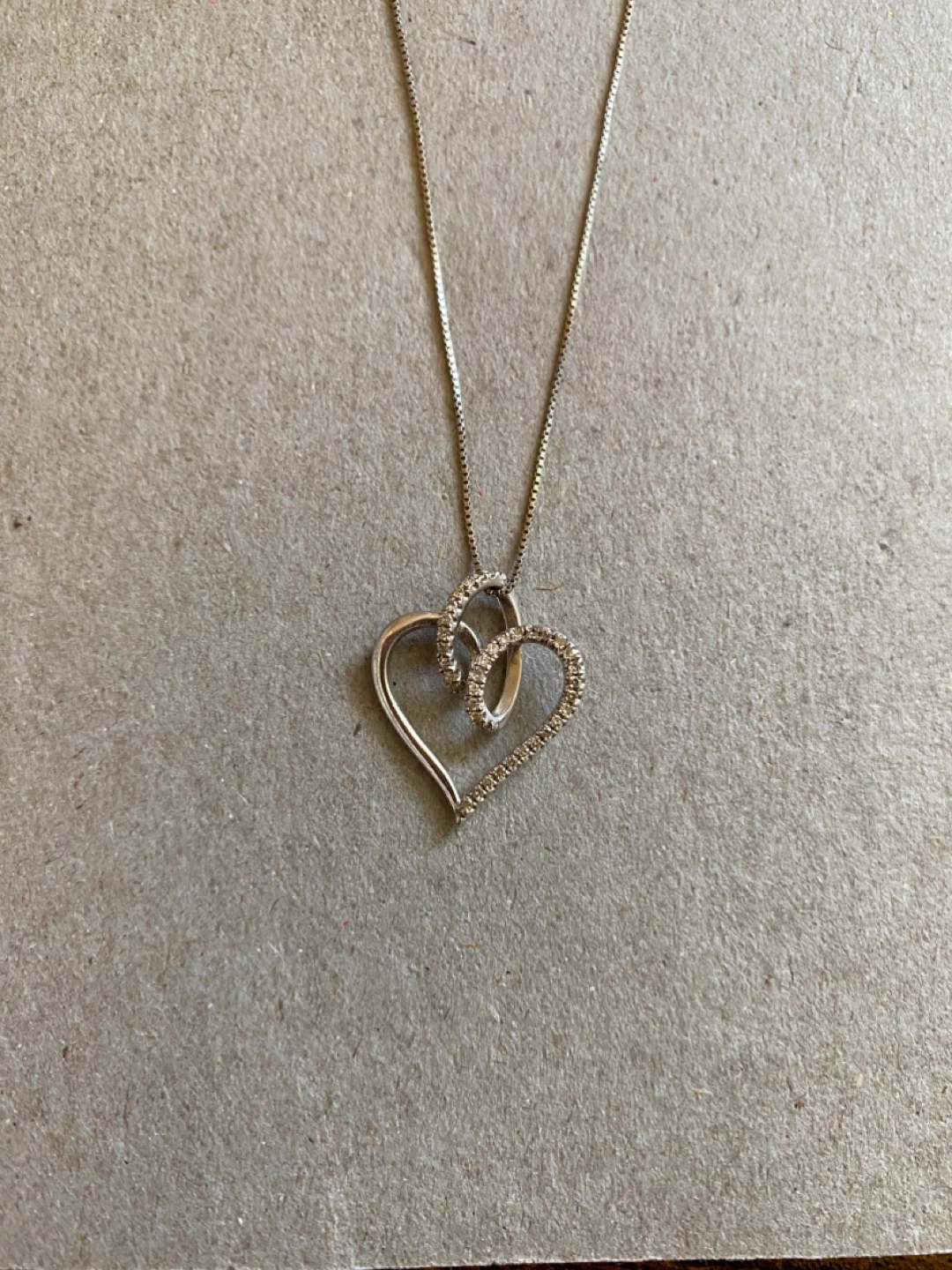10K white gold Heart Pendant Necklace with Diamonds - photo 2