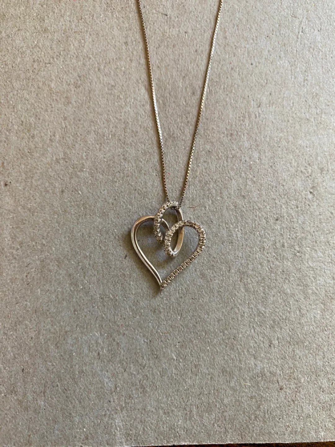 10K white gold Heart Pendant Necklace with Diamonds - photo 2