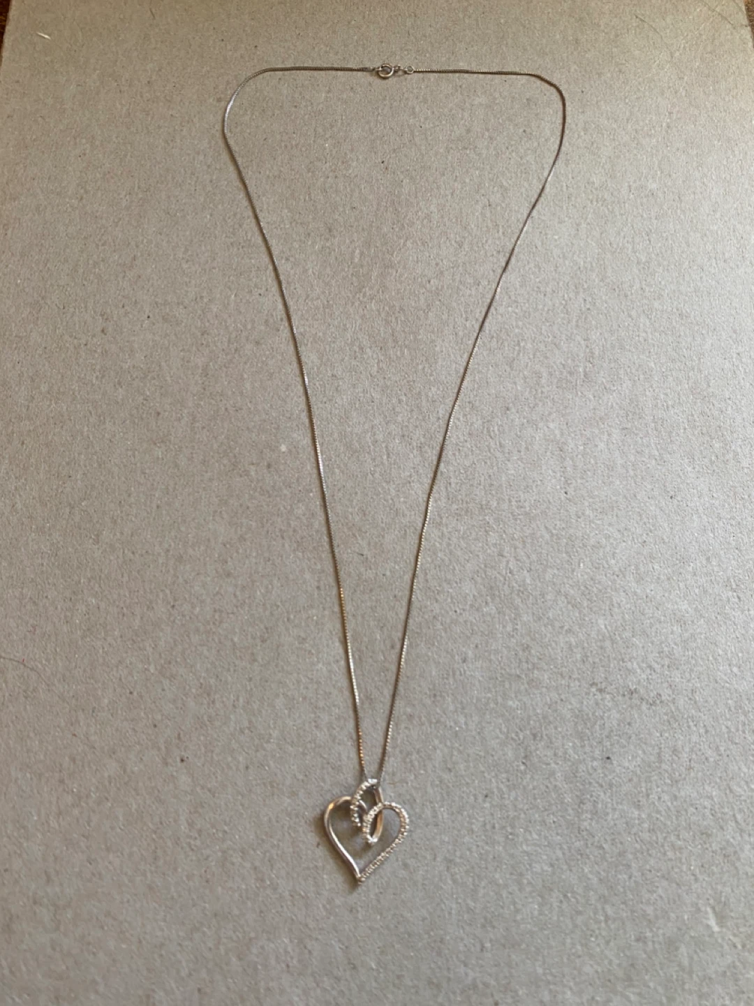10K white gold Heart Pendant Necklace with Diamonds - photo 4