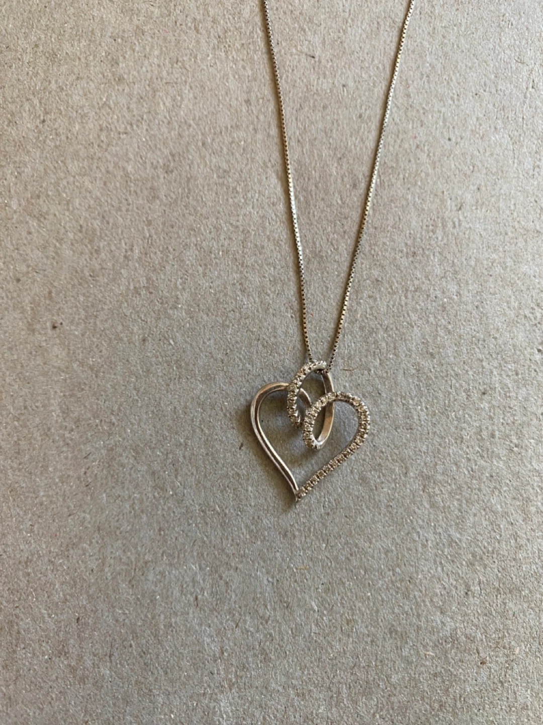 10K white gold Heart Pendant Necklace with Diamonds - photo 3