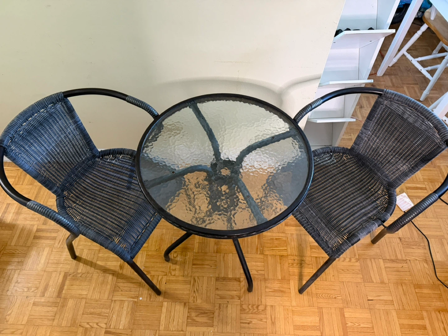 Wicker patio bistro set with glass table - photo 2