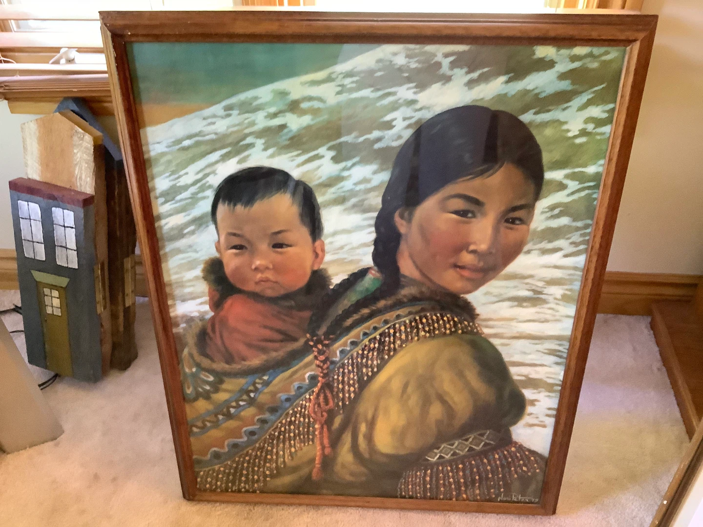 Large Vintage Nori Peter Print of an Inuit Mother & Child🐞
