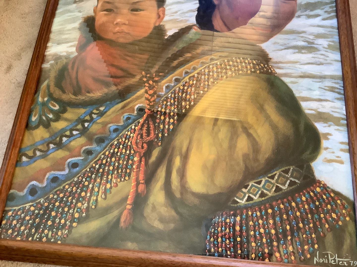 Large Vintage Nori Peter Print of an Inuit Mother & Child🐞 - photo 5