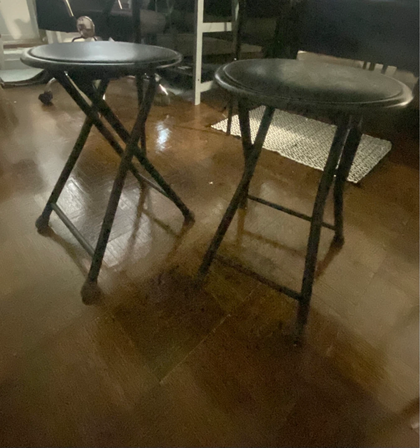 Black Folding Stools x 2