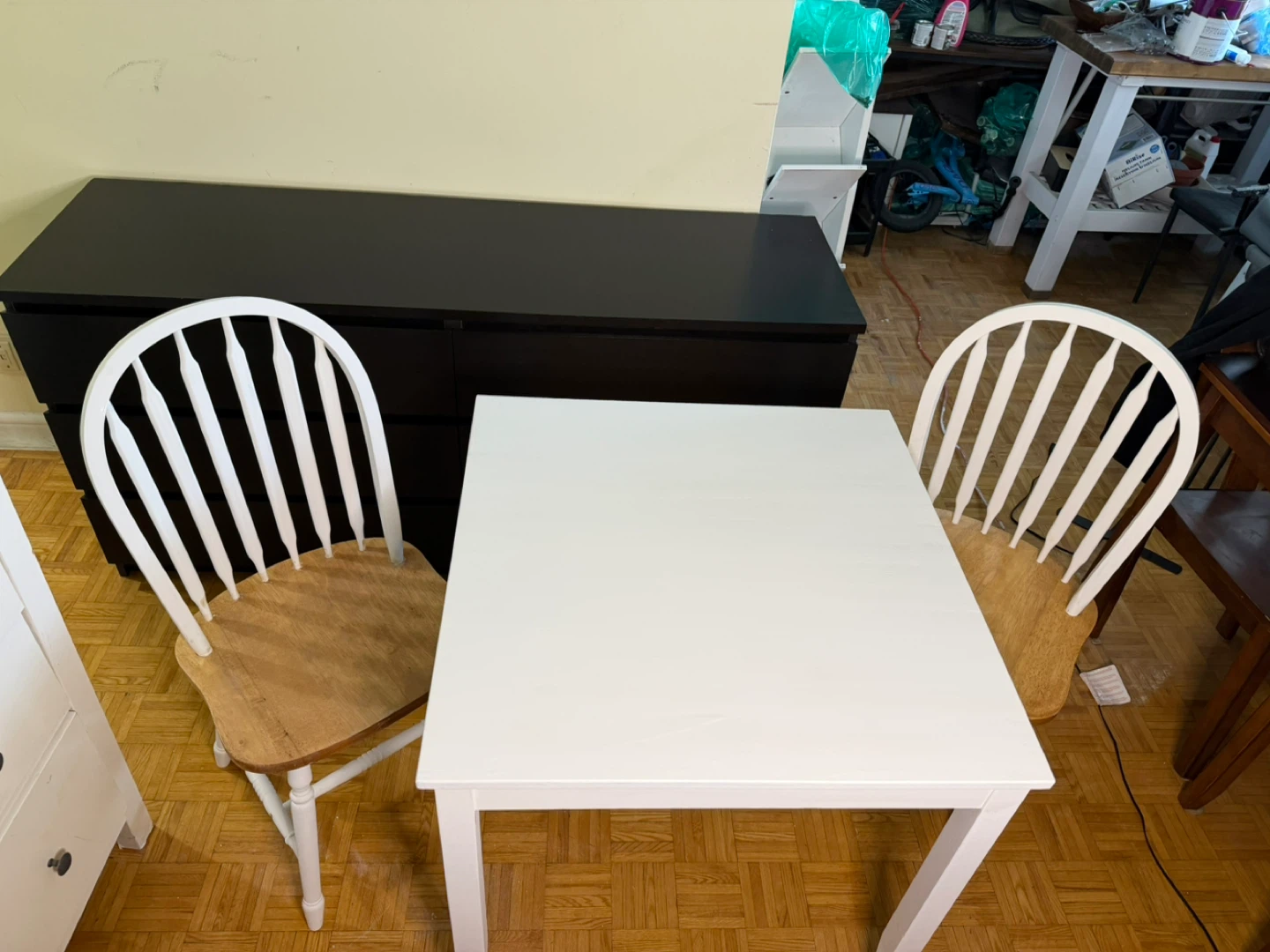 White Square Dining Table with 2 Chairs - photo 2
