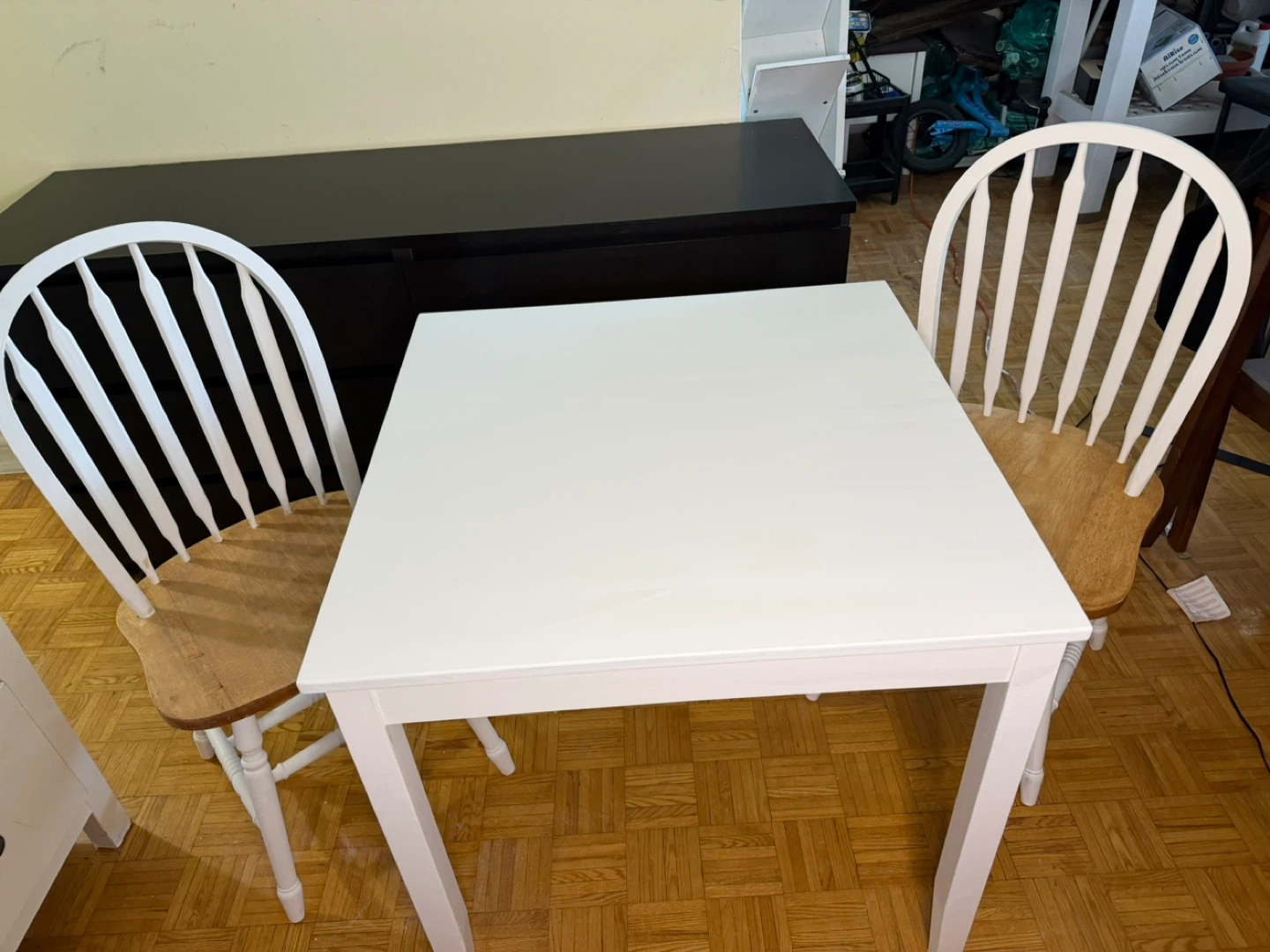 White Square Dining Table with 2 Chairs - photo 3