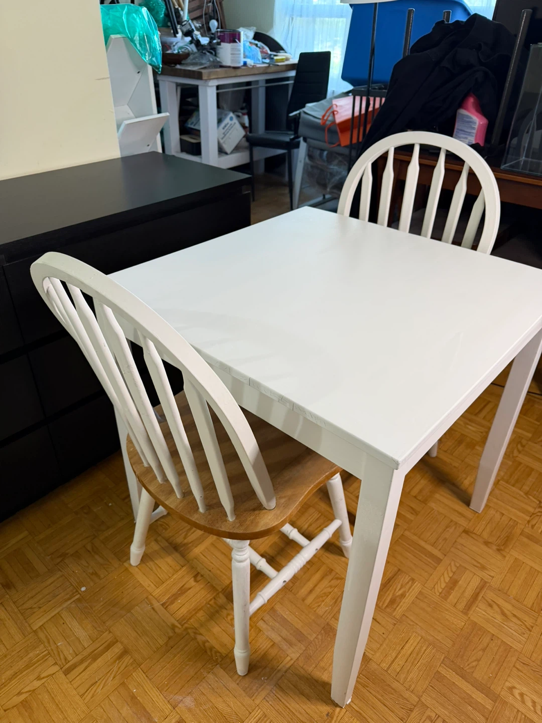 White Square Dining Table with 2 Chairs - photo 4