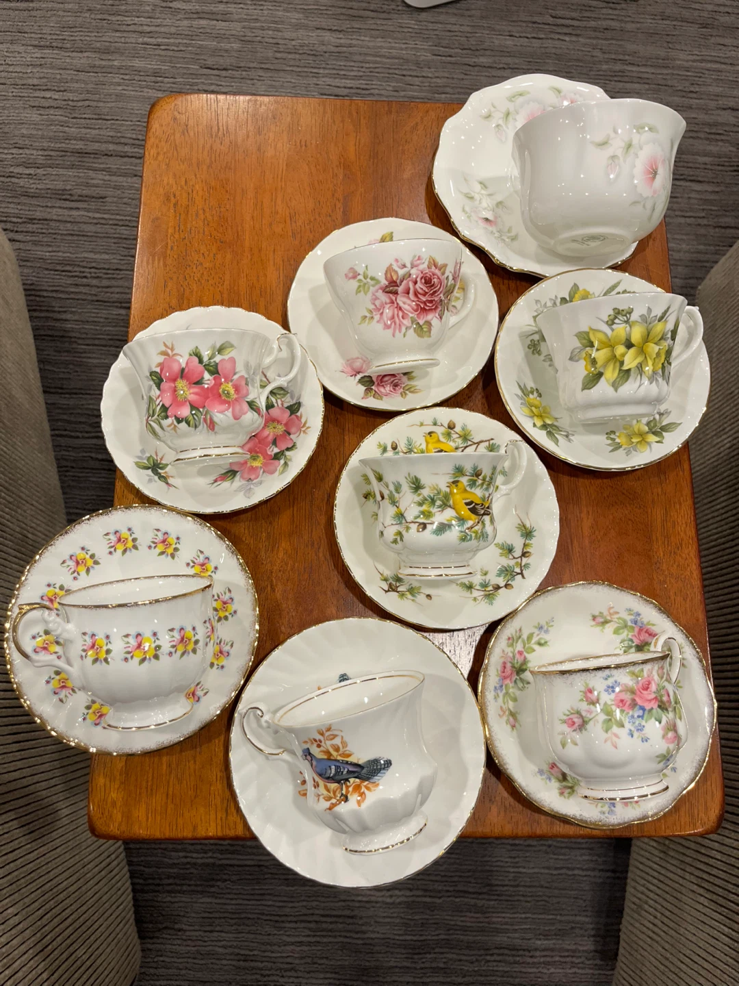 8 tea cups and saucers.  Made in England