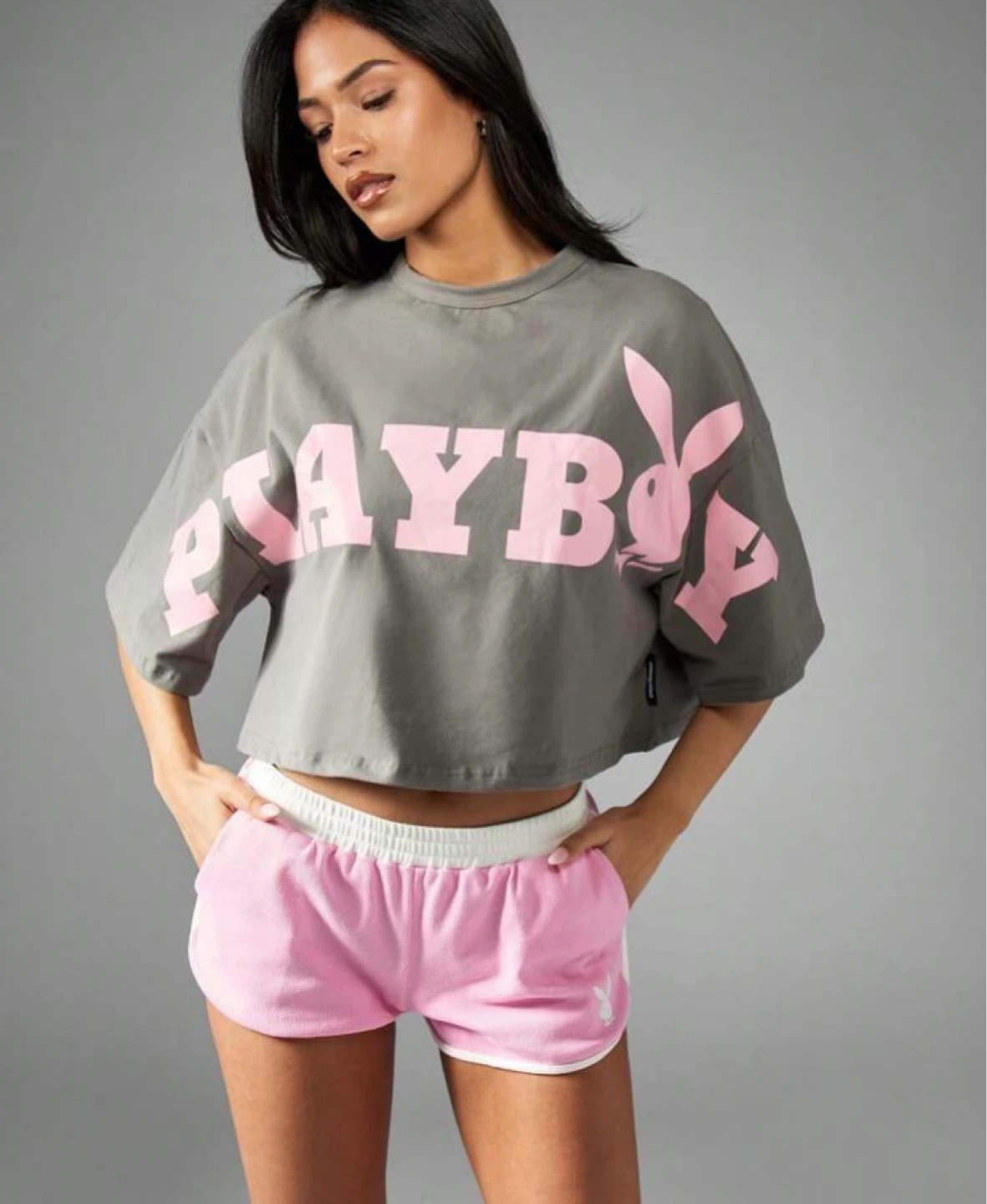 Playboy Cropped T-Shirt Bundle , (Orange and white)