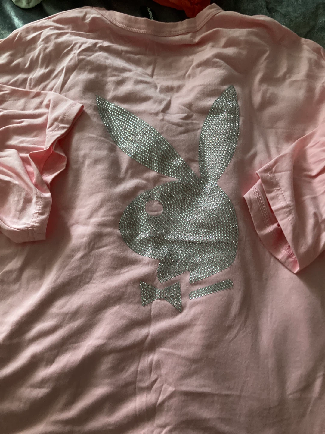 Pink Playboy T-Shirt with Rhinestone Bunny Logo