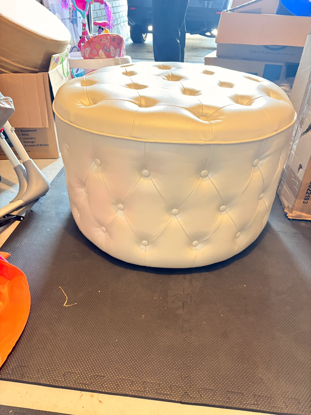 White Tufted Ottoman