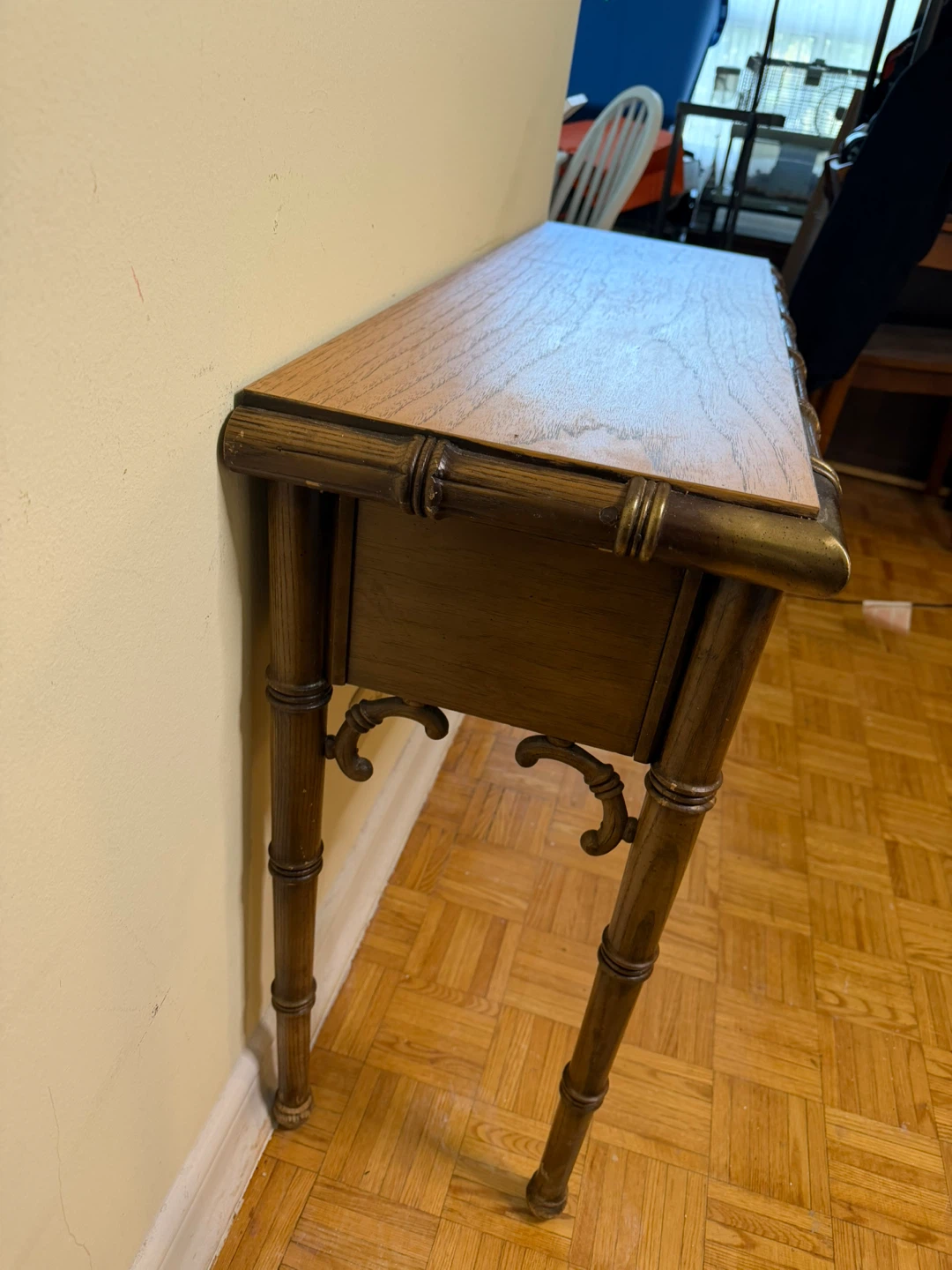 Vintage Mid-Century Faux Bamboo Console Table / Writing Desk - photo 4