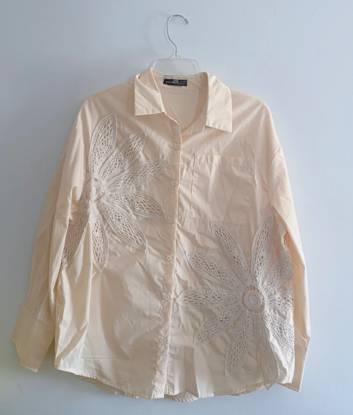Crochet embellished Flower Button-Up Shirt🌱 (new ) - photo 3